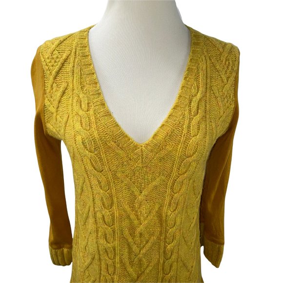 Anthropologie Pilcro Letterpress Cable Knit Mixed Fabrics Sweater Knit Top - Picture 4 of 13